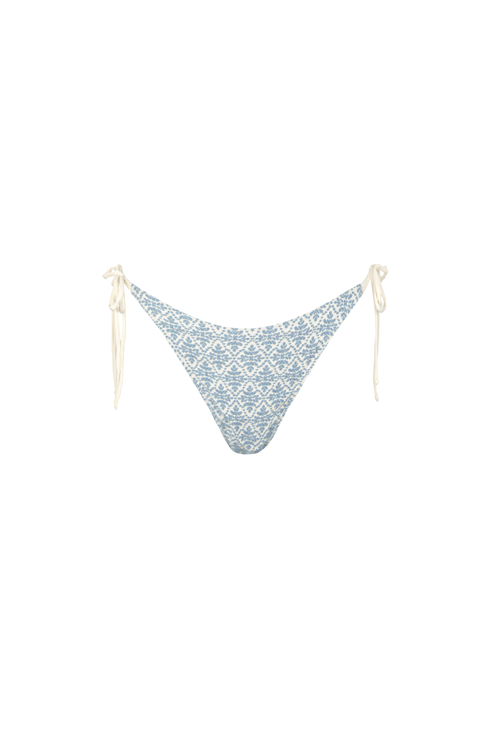 Blau-creme-gemusterte Bikini Hose aus weichem, strukturiertem Material