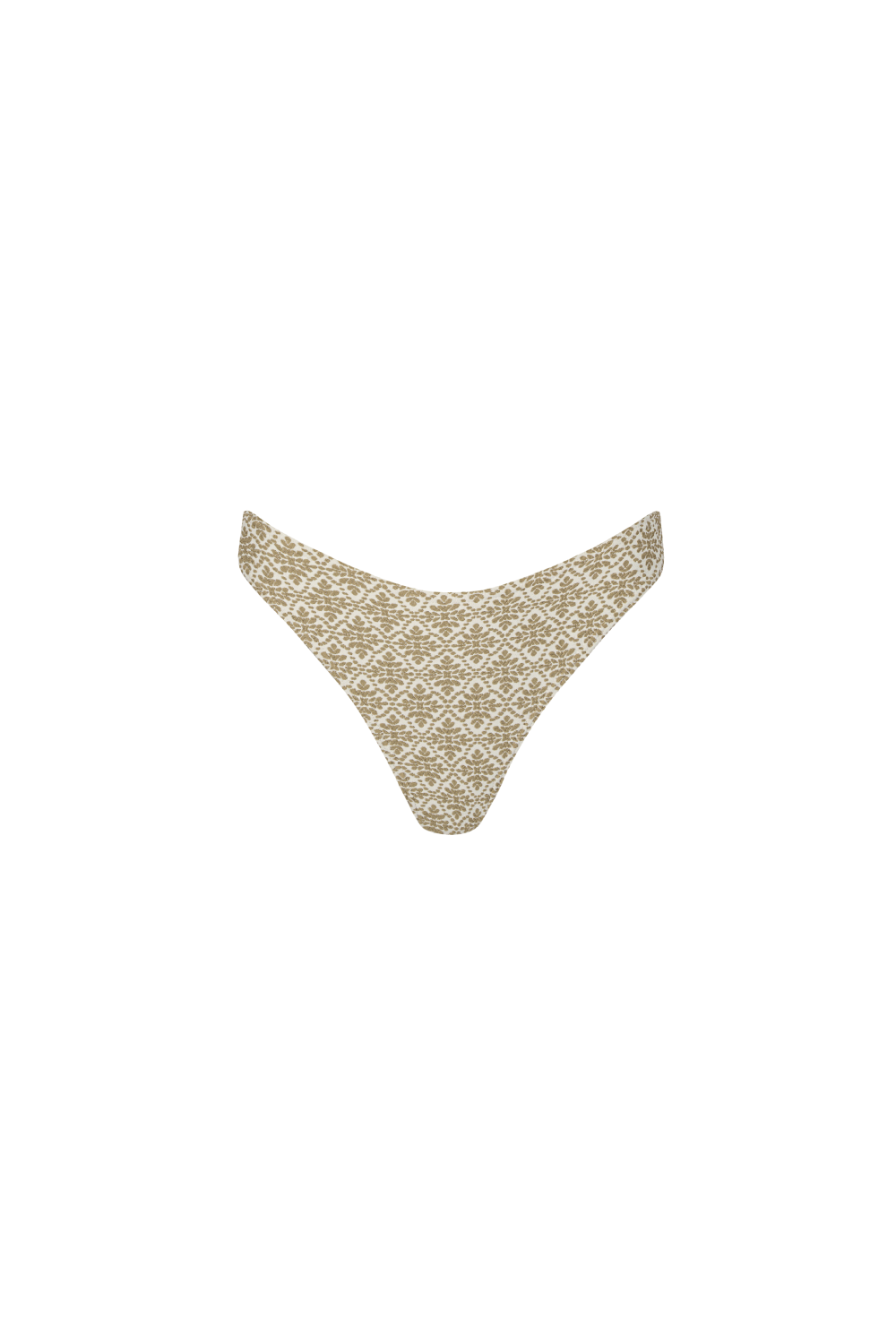 Beige-creme-gemusterte Bikini Hose mit mittlerer Bedeckung aus weichem, strukturiertem Material