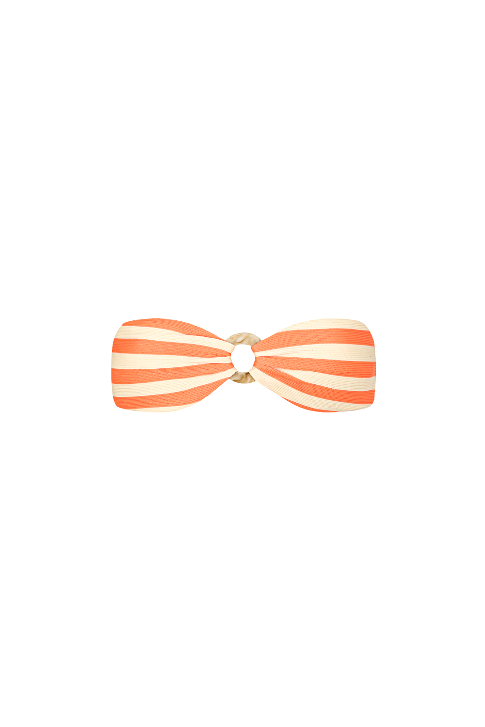 Orange-creme-gestreiftes Bandeau Bikini Top aus geripptem Strukturstoff