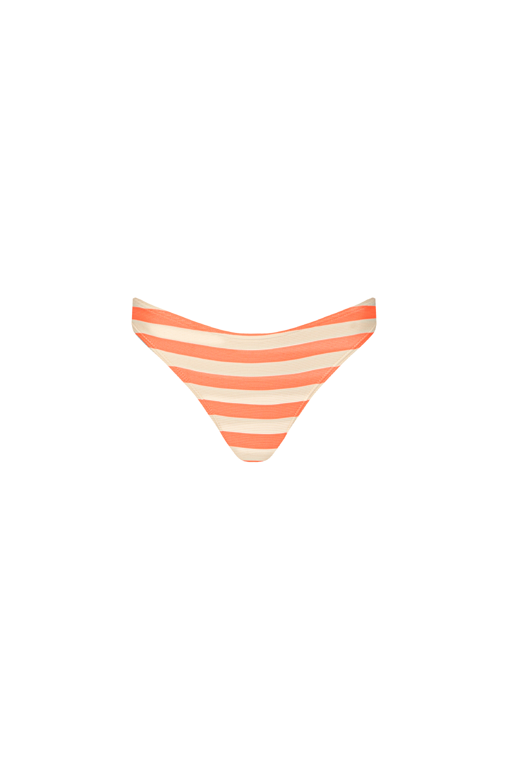Orange-creme-gestreifte Bikini Hose aus geripptem Strukturstoff mit vollständiger Bedeckung