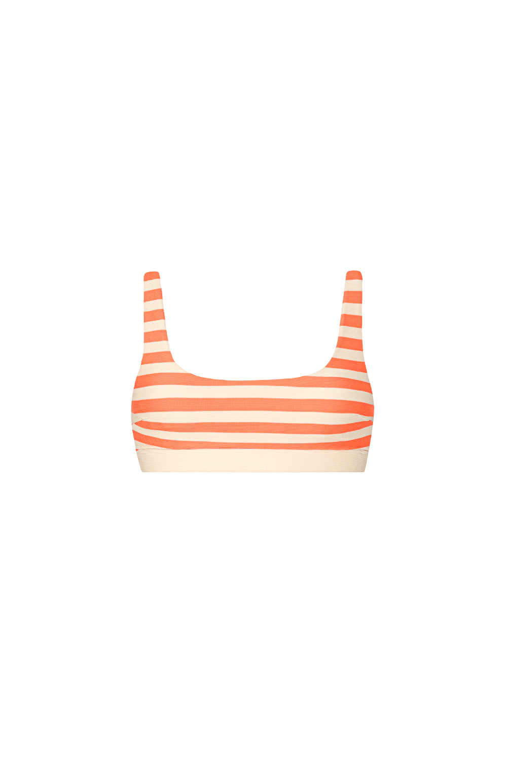 Orange-creme-gestreiftes sportliches Bikini Top aus geripptem Strukturstoff