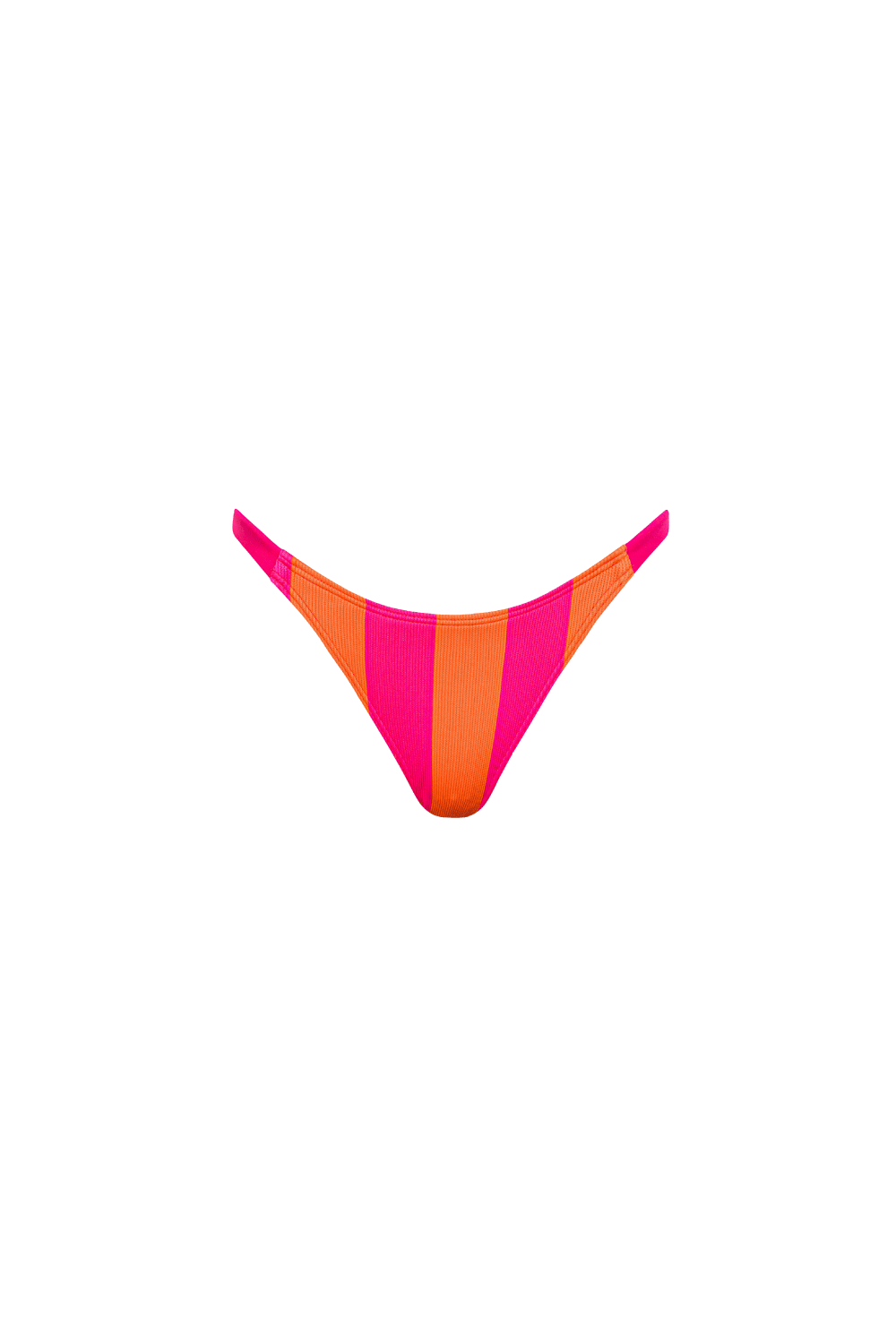 Bikini Hose mit Pink-Orange-Blockstreifen aus geripptem Strukturstoff mit vollständiger Bedeckung