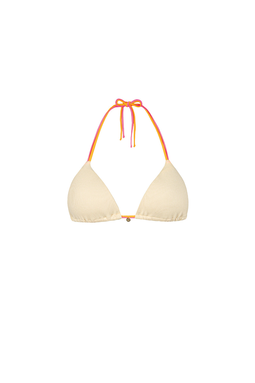 Cremefarbenes Triangel Bikini Top aus geripptem Strukturstoff, NAKARI&LUI