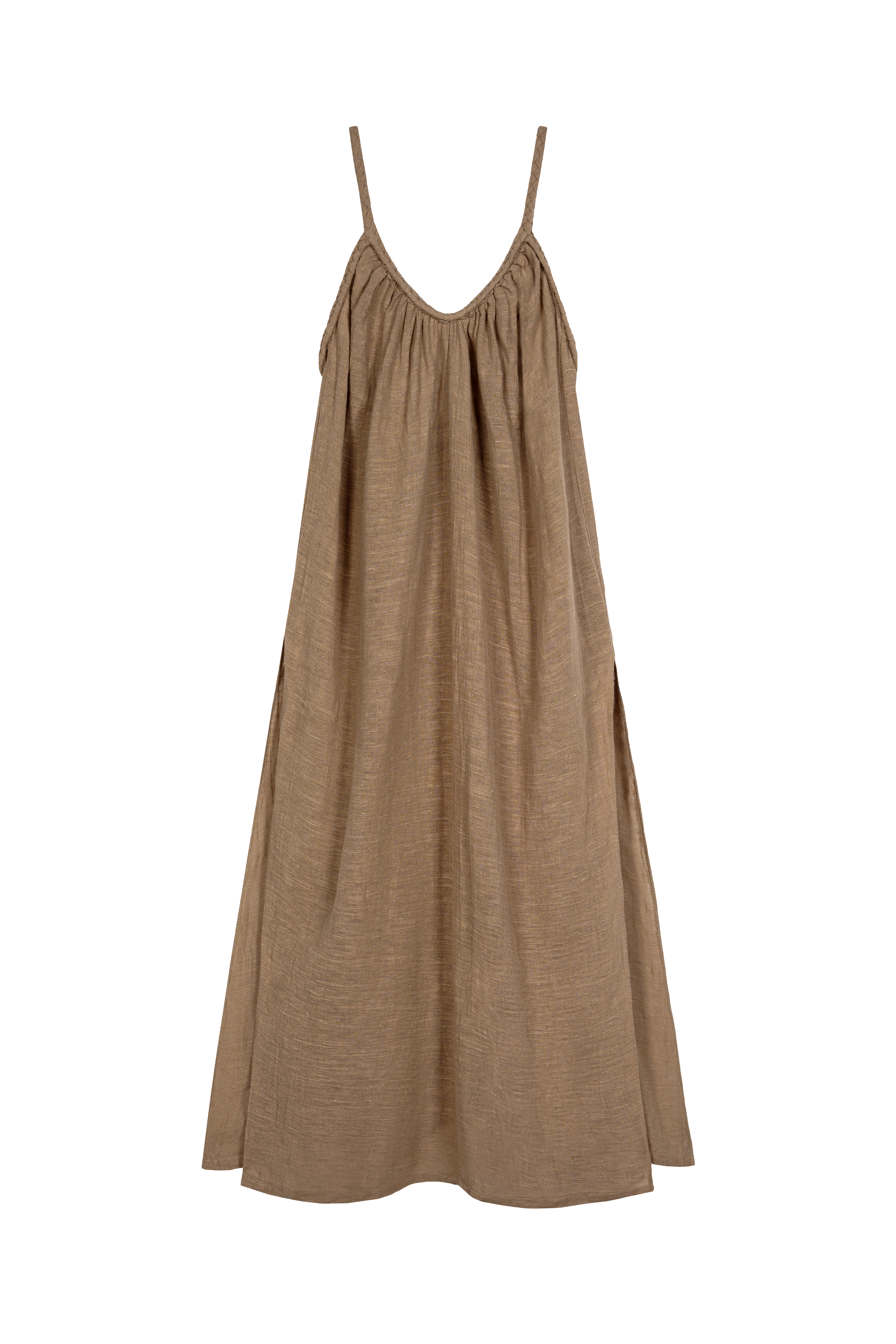 Linen Flow Dress Cacao