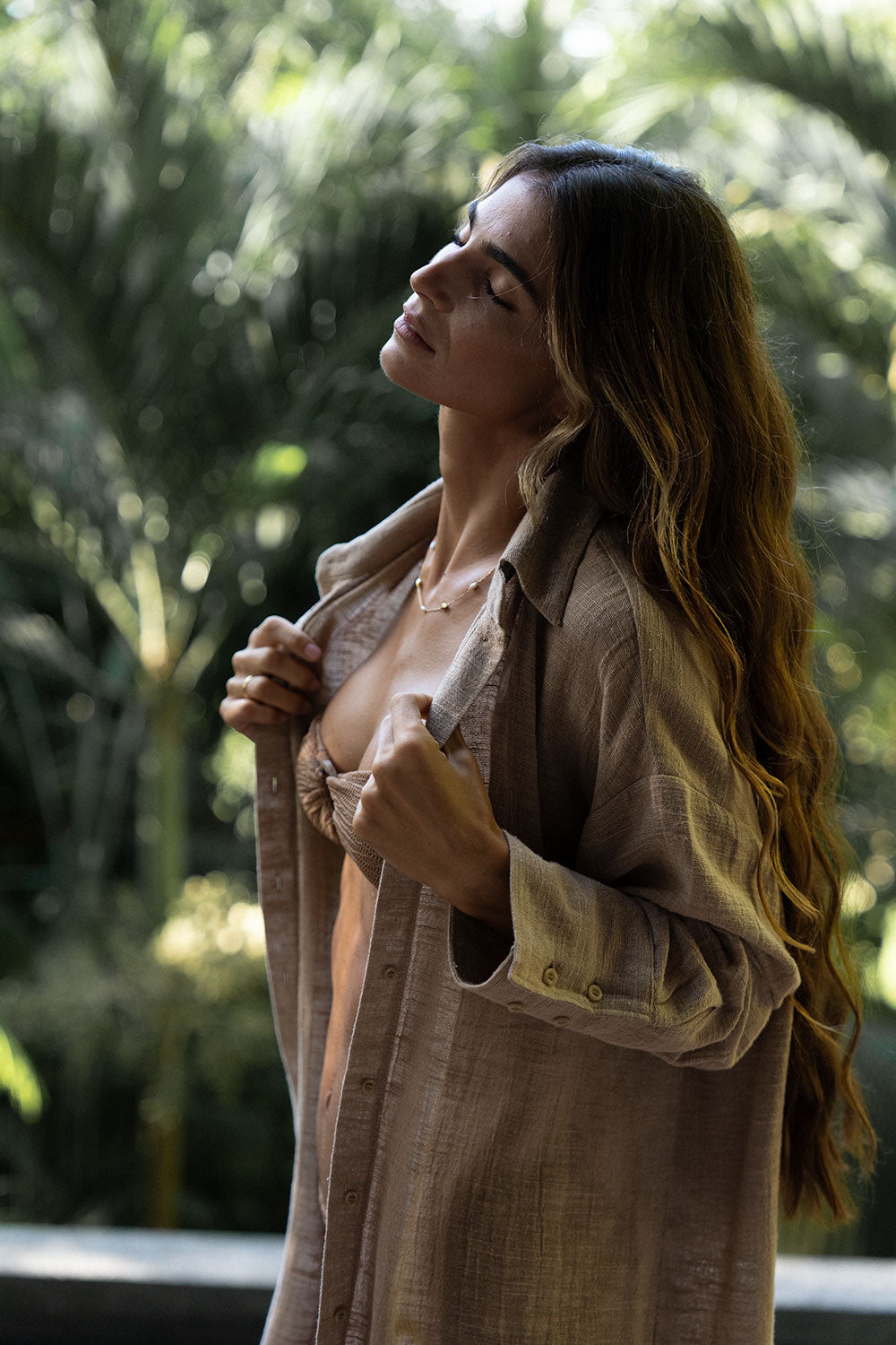 Linen Oversized Hemd Cacao