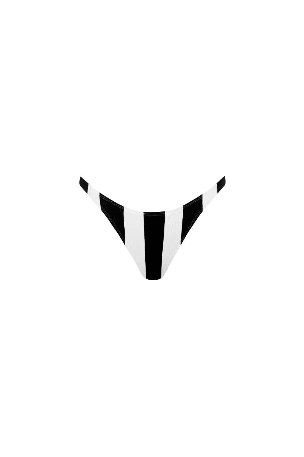Bikini Hose mit Schwarz-Weiß-Blockstreifen aus geripptem Strukturstoff mit knapper Bedeckung