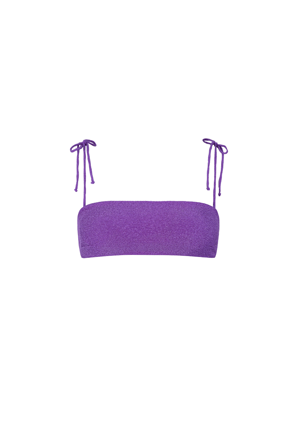 Lilanes Bandeau Bikini Top aus samtartigem Strukturstoff mit dünnen Trägern zum Binden