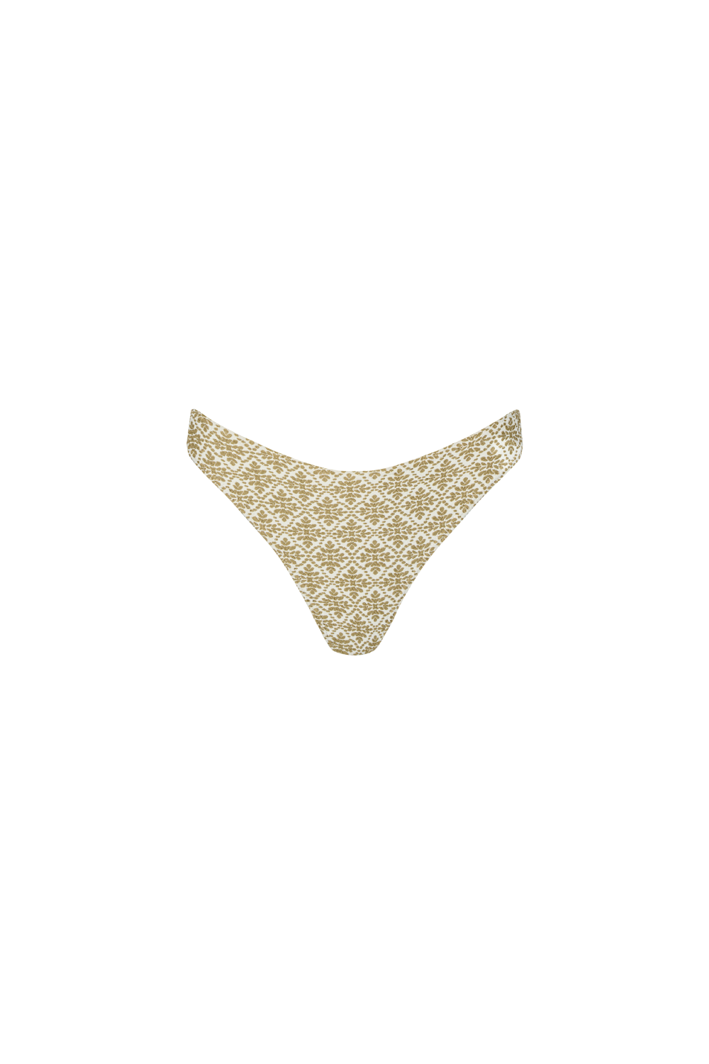 Beige-creme-gemusterte Bikini Hose mit knapper Bedeckung aus weichem, strukturiertem Material