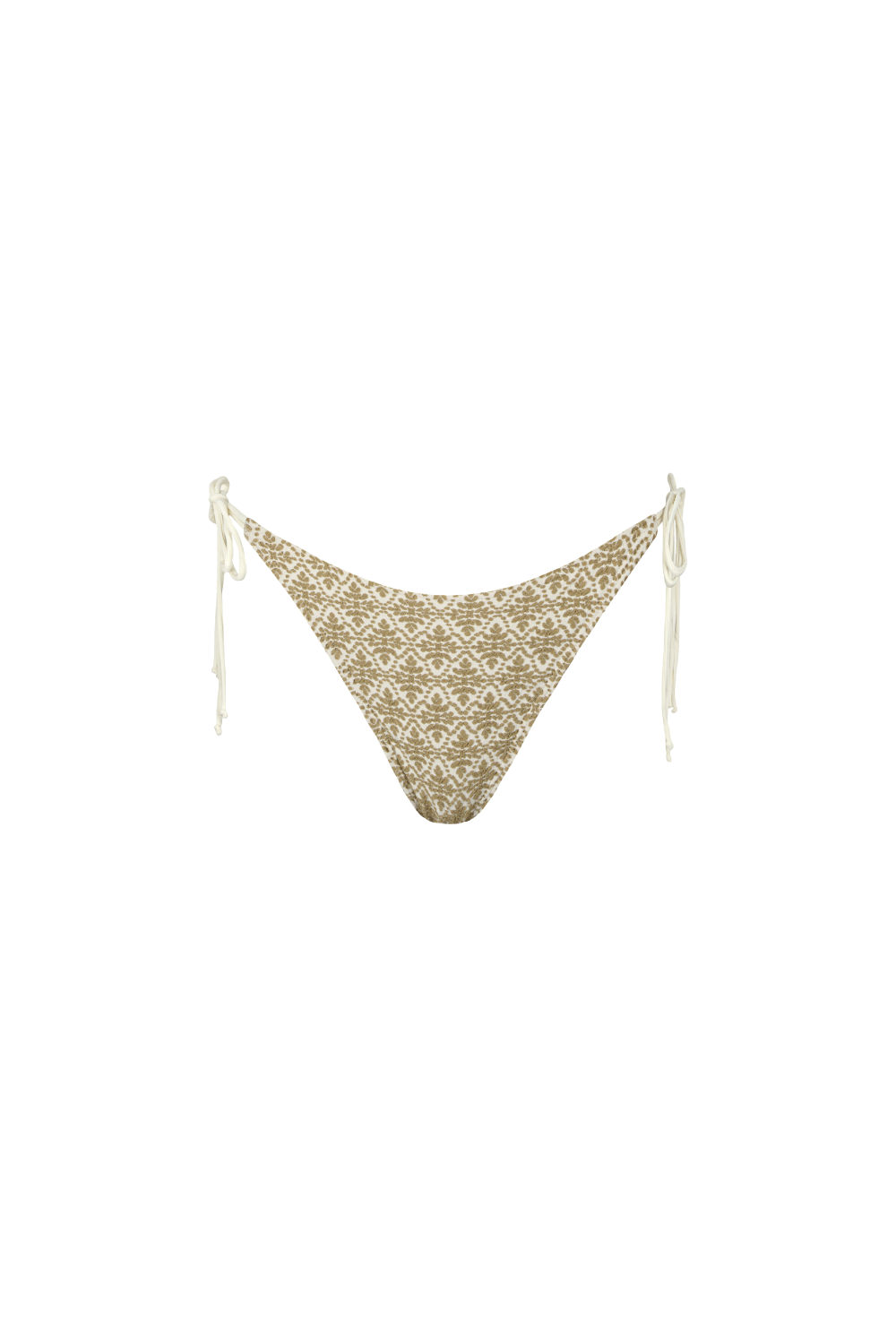 Beige-creme-gemusterte Bikini Hose aus weichem, strukturiertem Material