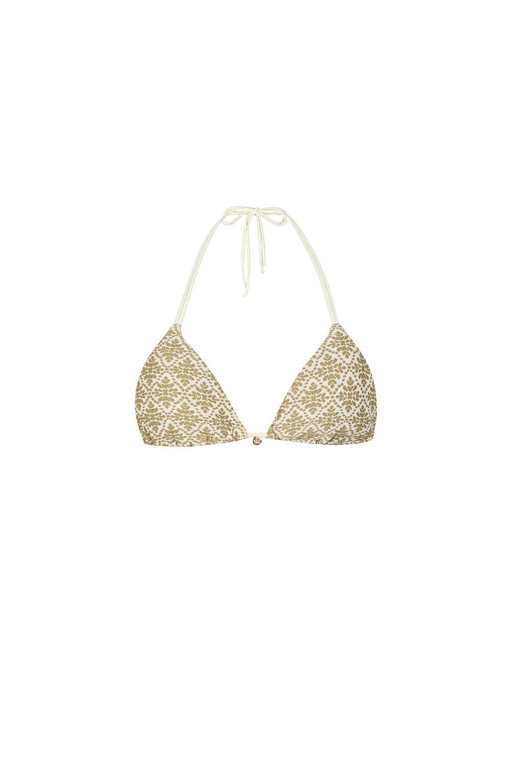 Beige-creme-gemustertes Triangel Bikini Top aus weichem, strukturiertem Material, NAKARI&LUI
