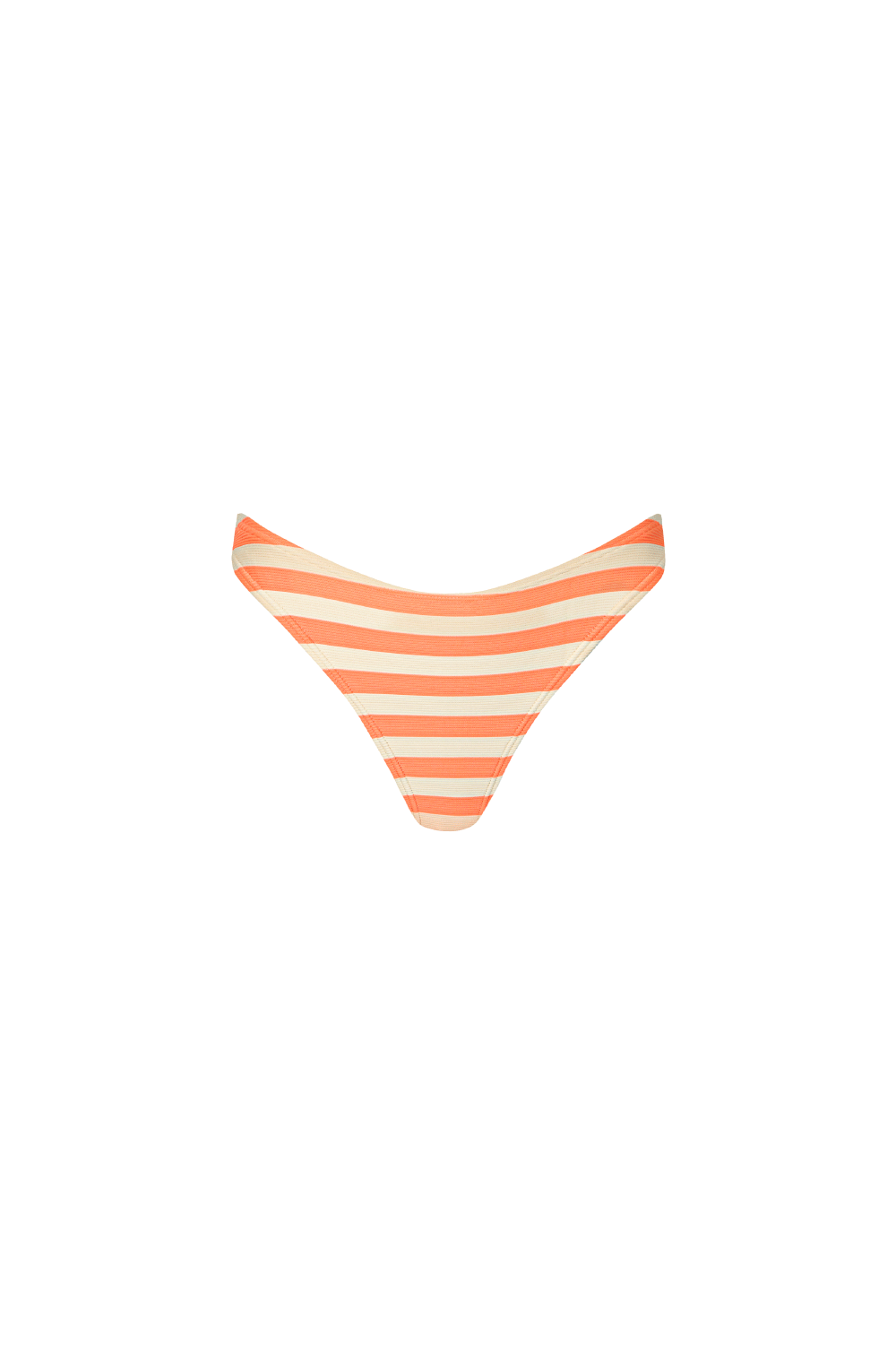 Orange-creme-gestreifte Bikini Hose aus geripptem Strukturstoff mit knapper Bedeckung