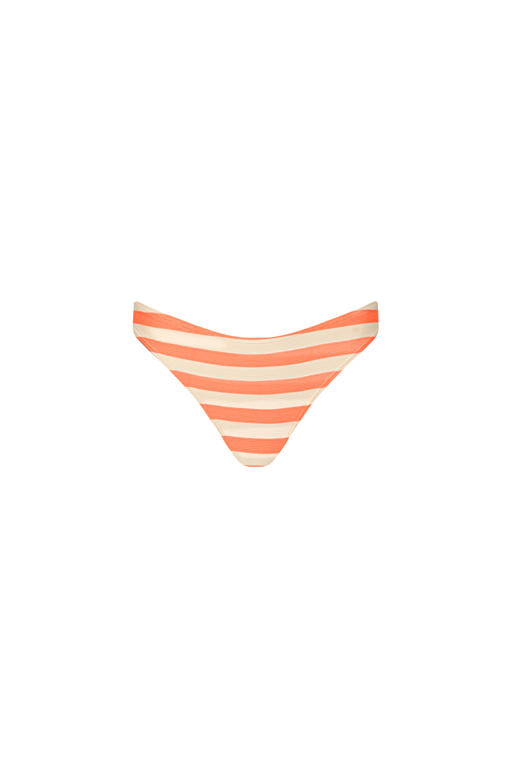 Orange-creme-gestreifte Bikini Hose aus geripptem Strukturstoff mit mittlerer Bedeckung
