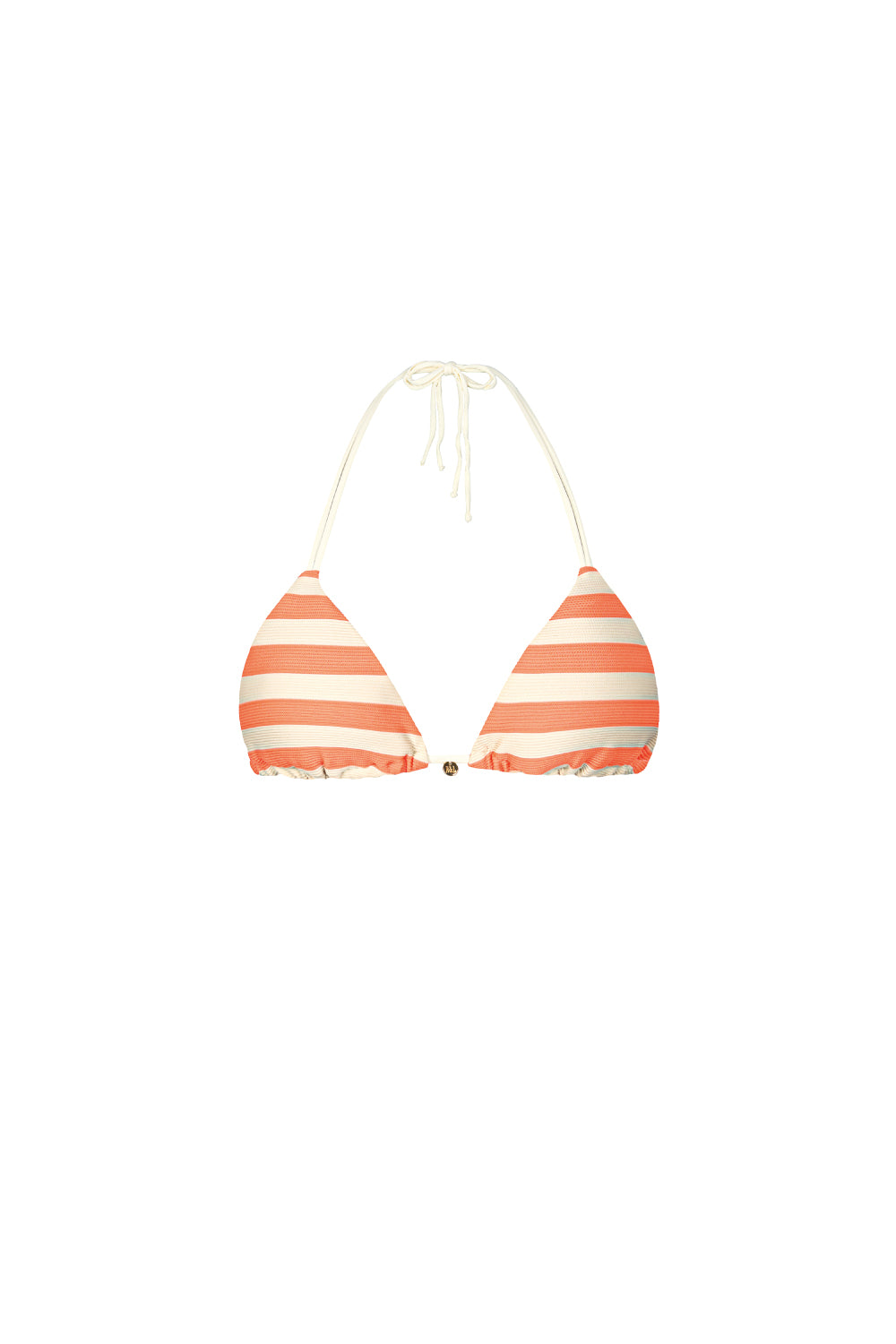 Orange-creme-gestreiftes Triangel Bikini Top aus geripptem Strukturstoff, NAKARI&LUI
