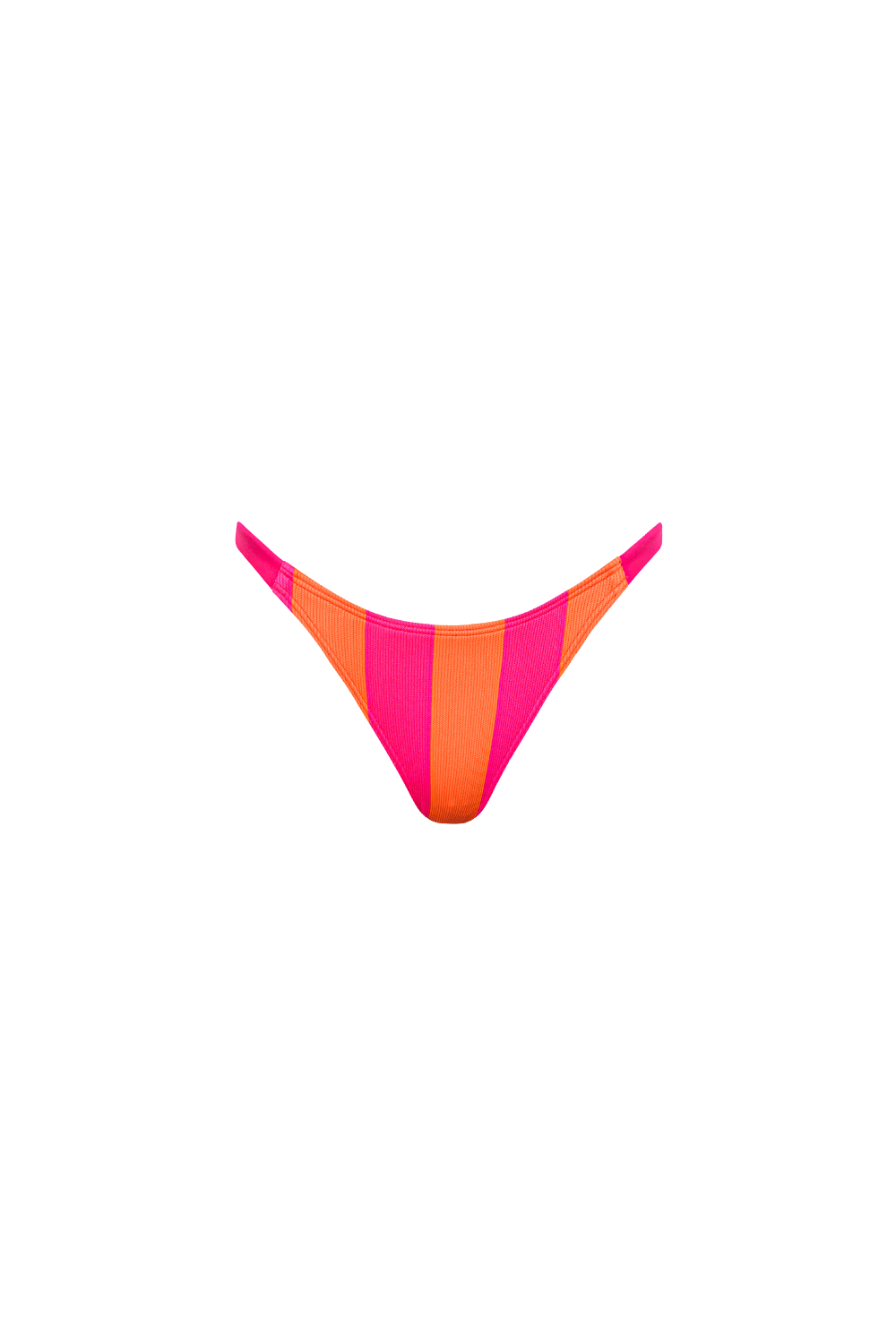 Bikini Hose mit Pink-Orange-Blockstreifen aus geripptem Strukturstoff mit knapper Bedeckung