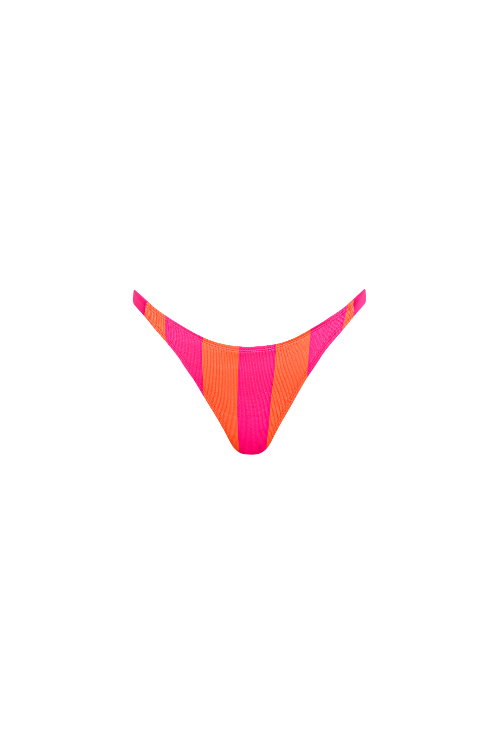 Bikini Hose mit Pink-Orange-Blockstreifen aus geripptem Strukturstoff mit mittlerer Bedeckung
