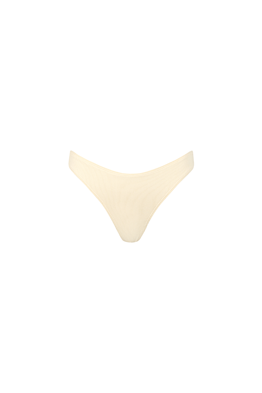 Cremefarbene Bikini Hose aus geripptem Strukturstoff mit knapper Bedeckung