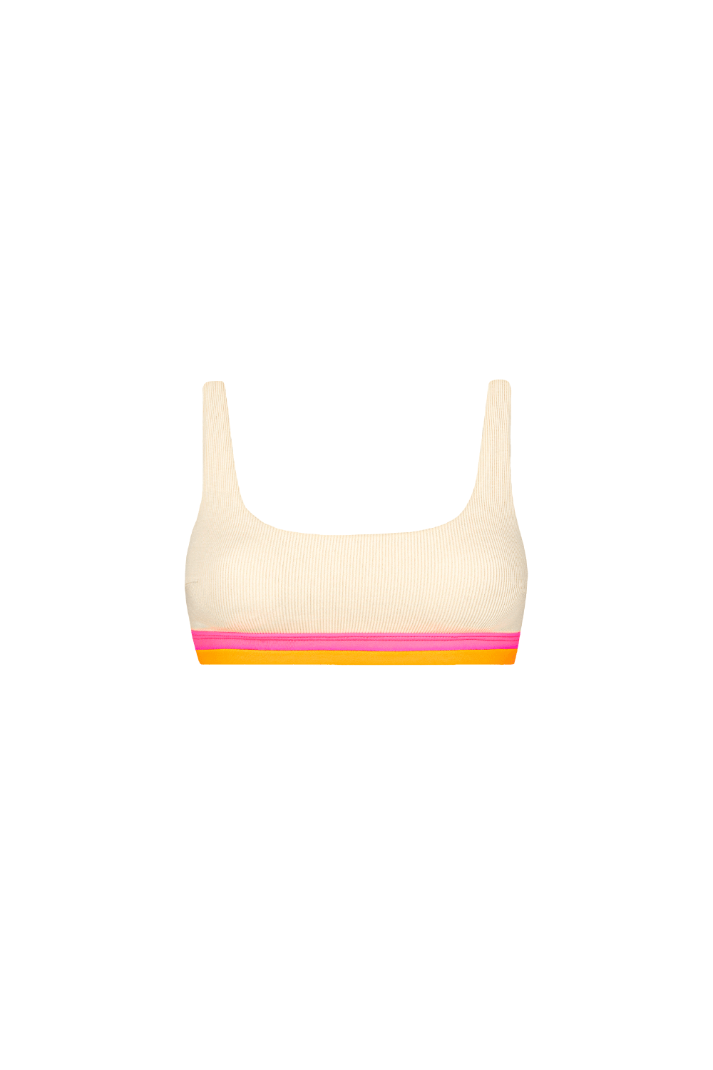 Cremefarbenes sportliches Bikini Top aus geripptem Strukturstoff