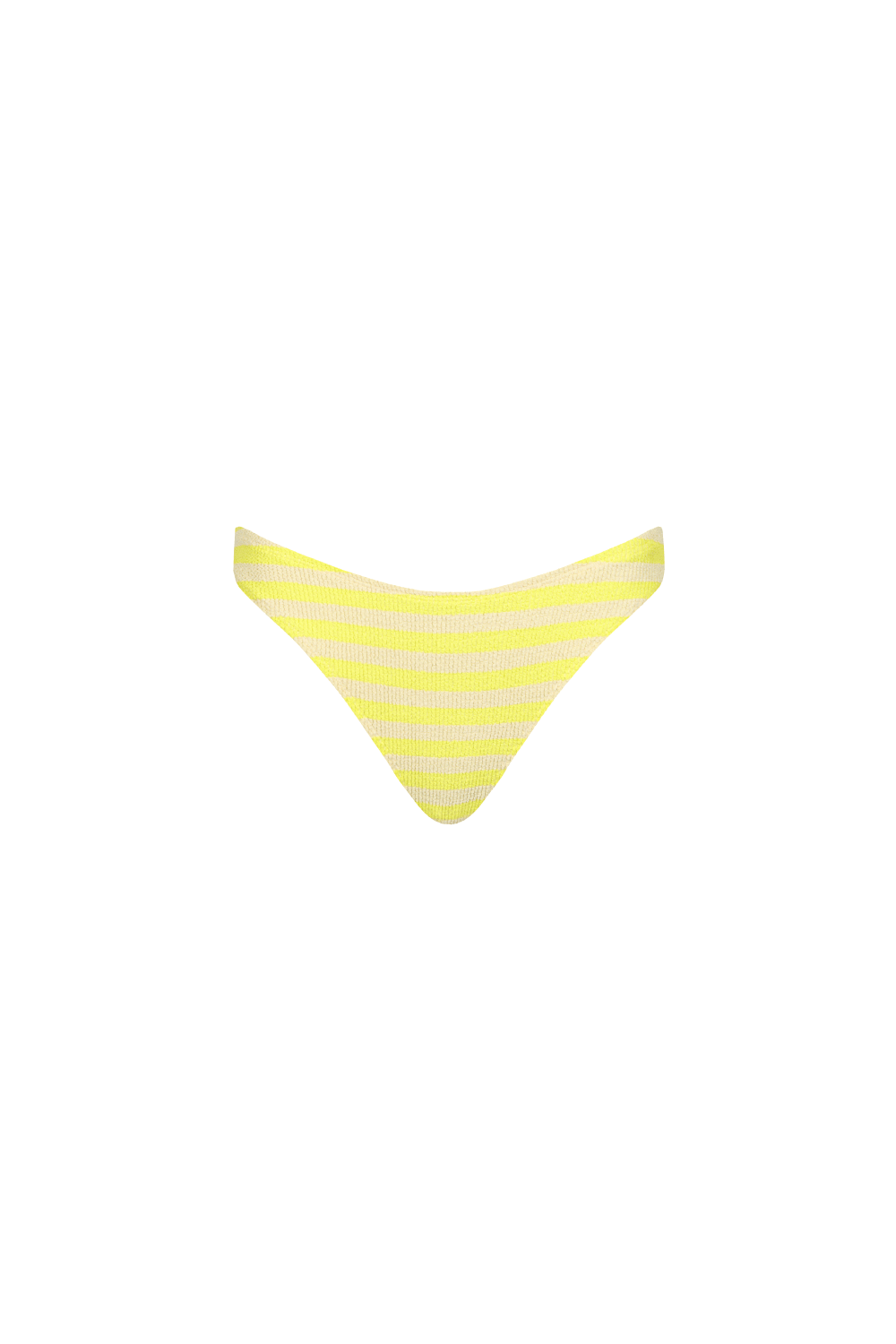 Gelb-creme-gestreifte Bikini Hose aus weichem Crinklestoff mit mittlerer Bedeckung