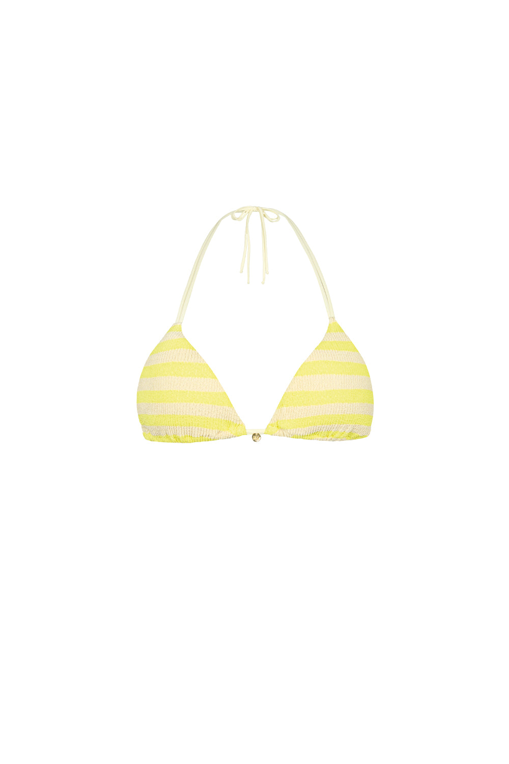 Gelb-creme-gestreiftes Triangel Bikini Top aus weichem Crinklestoff, NAKARI&LUI