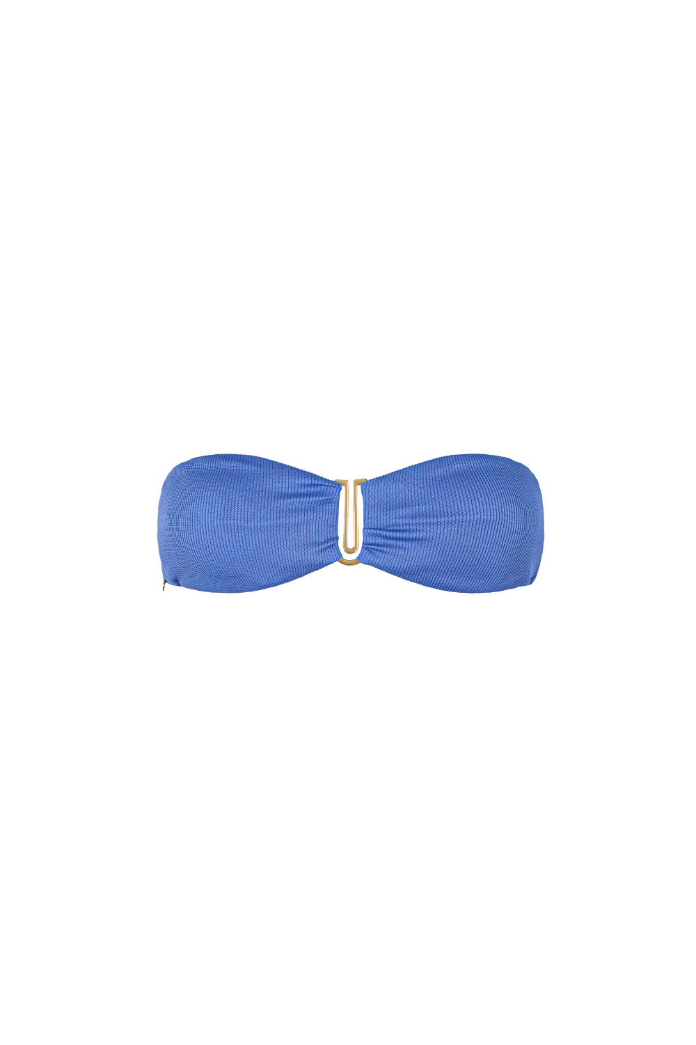 Blaues Bandeau Bikini Top aus geripptem Strukturstoff 