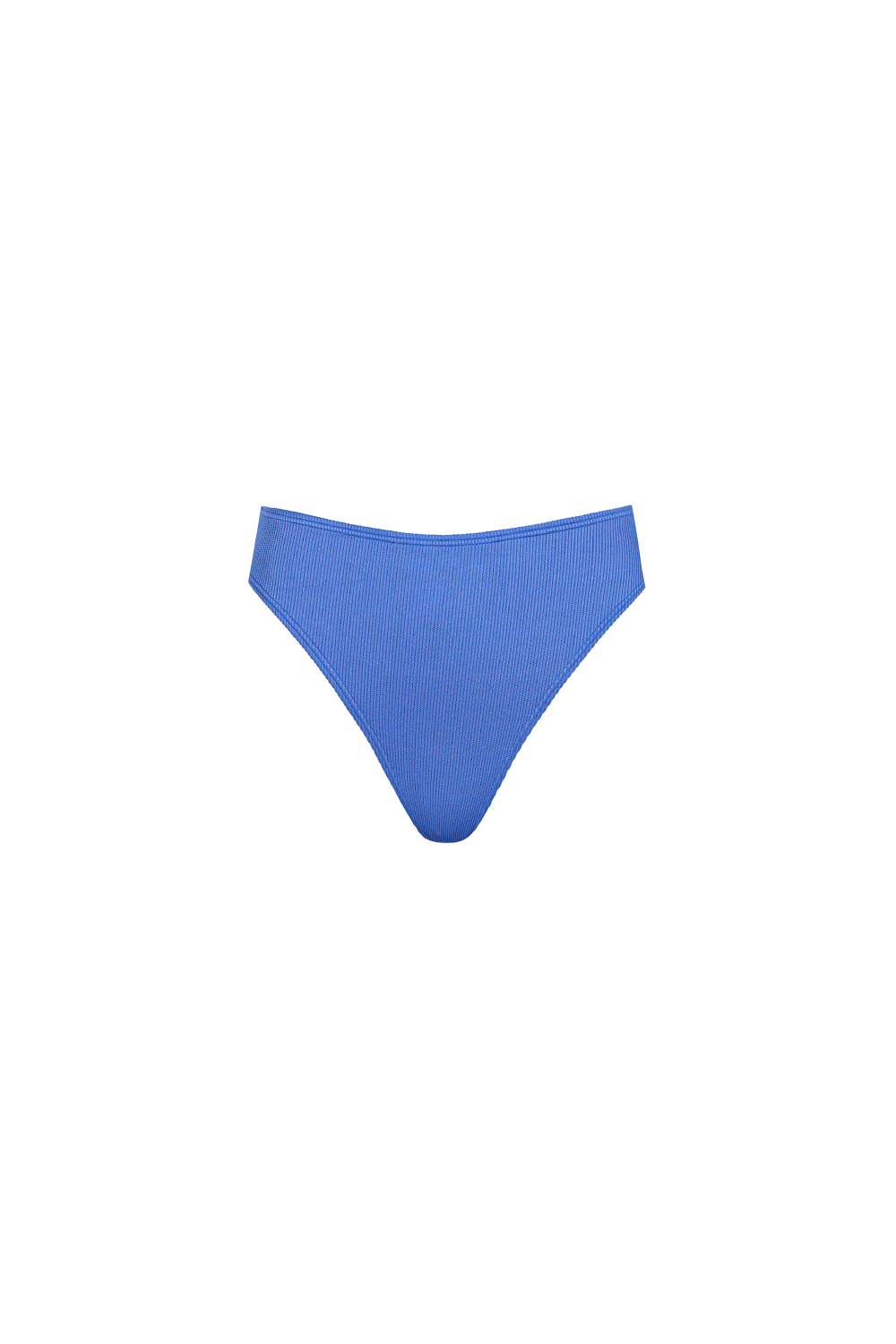Blaue Bikini Hose aus geripptem Strukturstoff mit hoher Taille