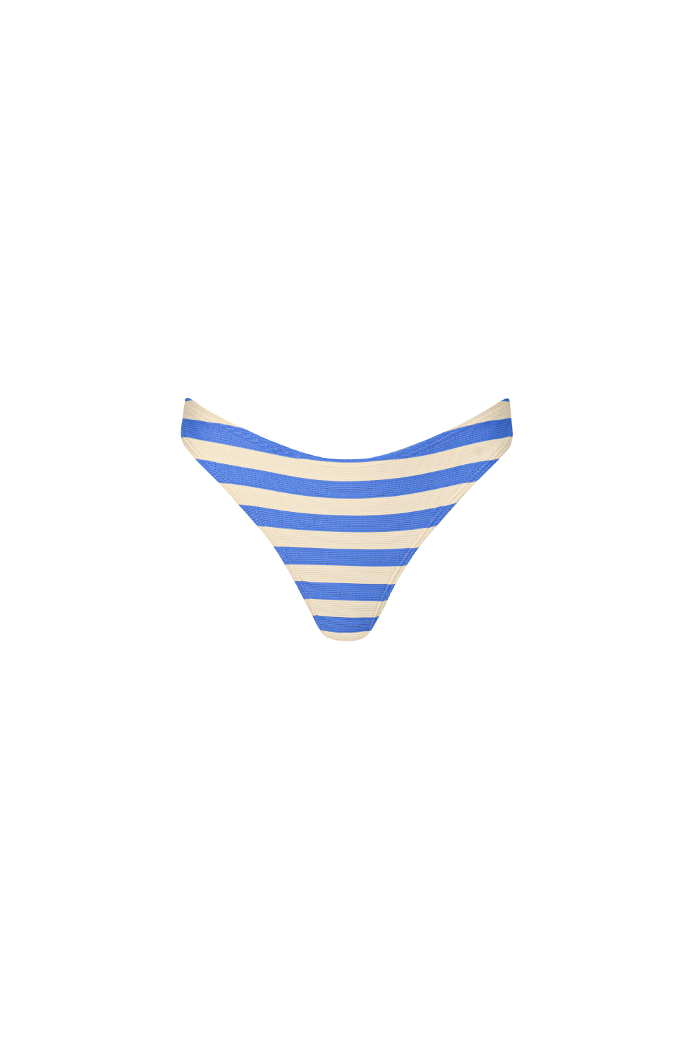 Blau-creme-gestreifte Bikini Hose aus geripptem Strukturstoff mit knapper Bedeckung