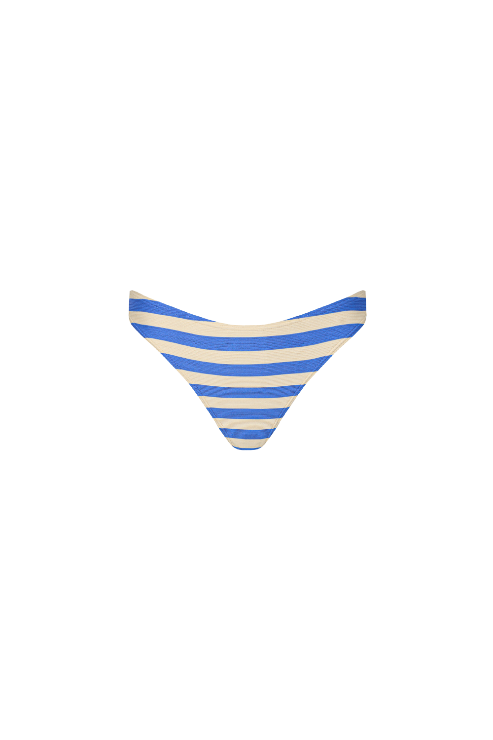 Blau-creme-gestreifte Bikini Hose aus geripptem Strukturstoff mit vollständiger Bedeckung
