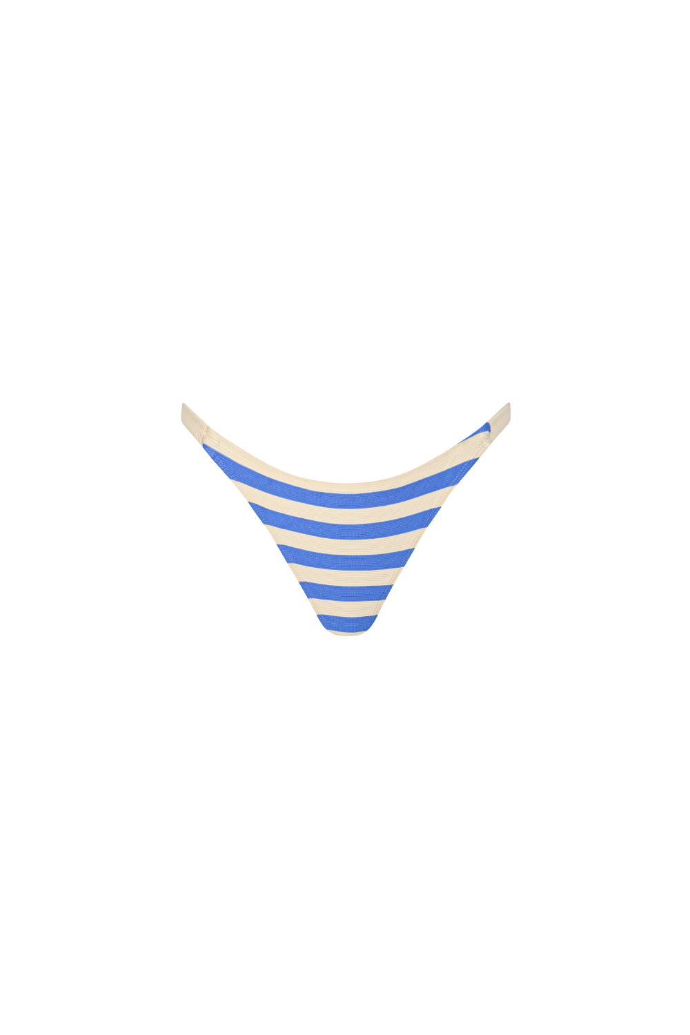 Blau-creme-gestreifte Bikini Hose aus geripptem Strukturstoff mit mittlerer Bedeckung