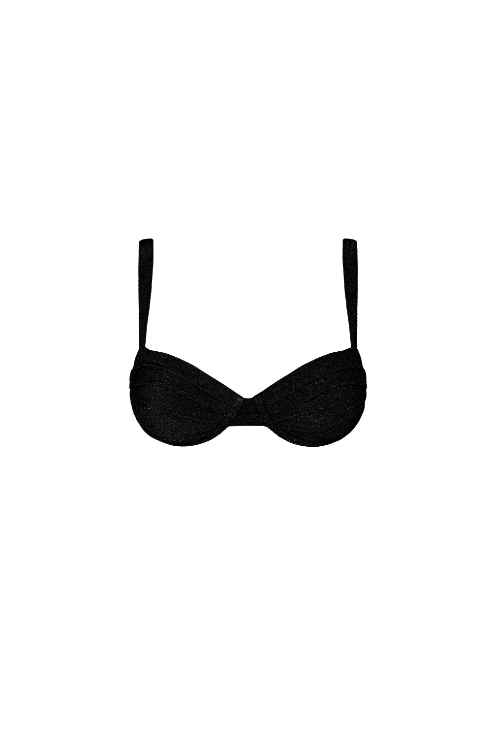 Schwarzes Bra Bikini Top aus samtartigem Strukturstoff