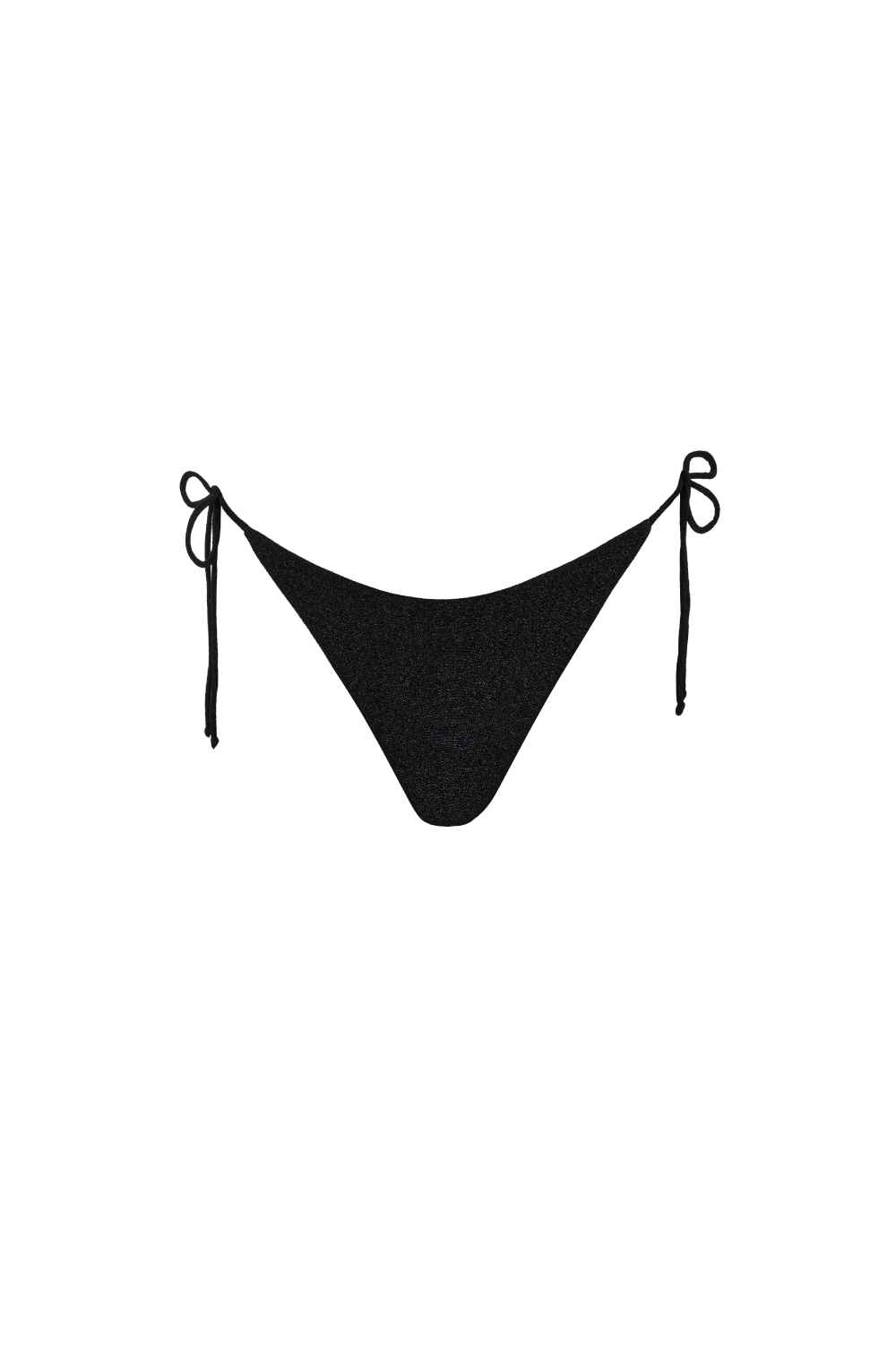 Schwarze Bikini Hose aus samtartigem Strukturstoff mit Bändern zum Binden