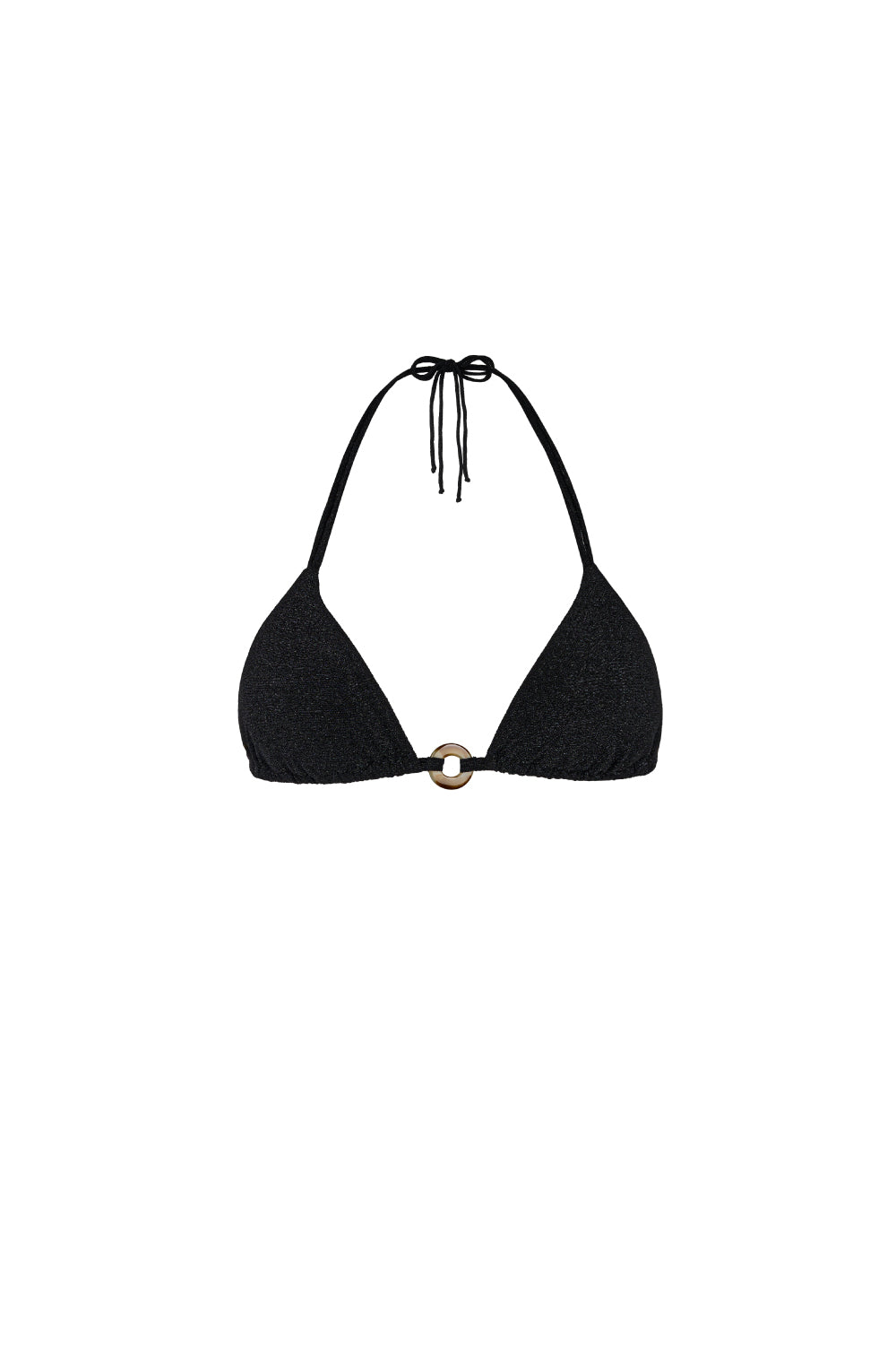 Schwarzes Triangel Bikini Top aus samtartigem Strukturstoff, NAKARI&LUI