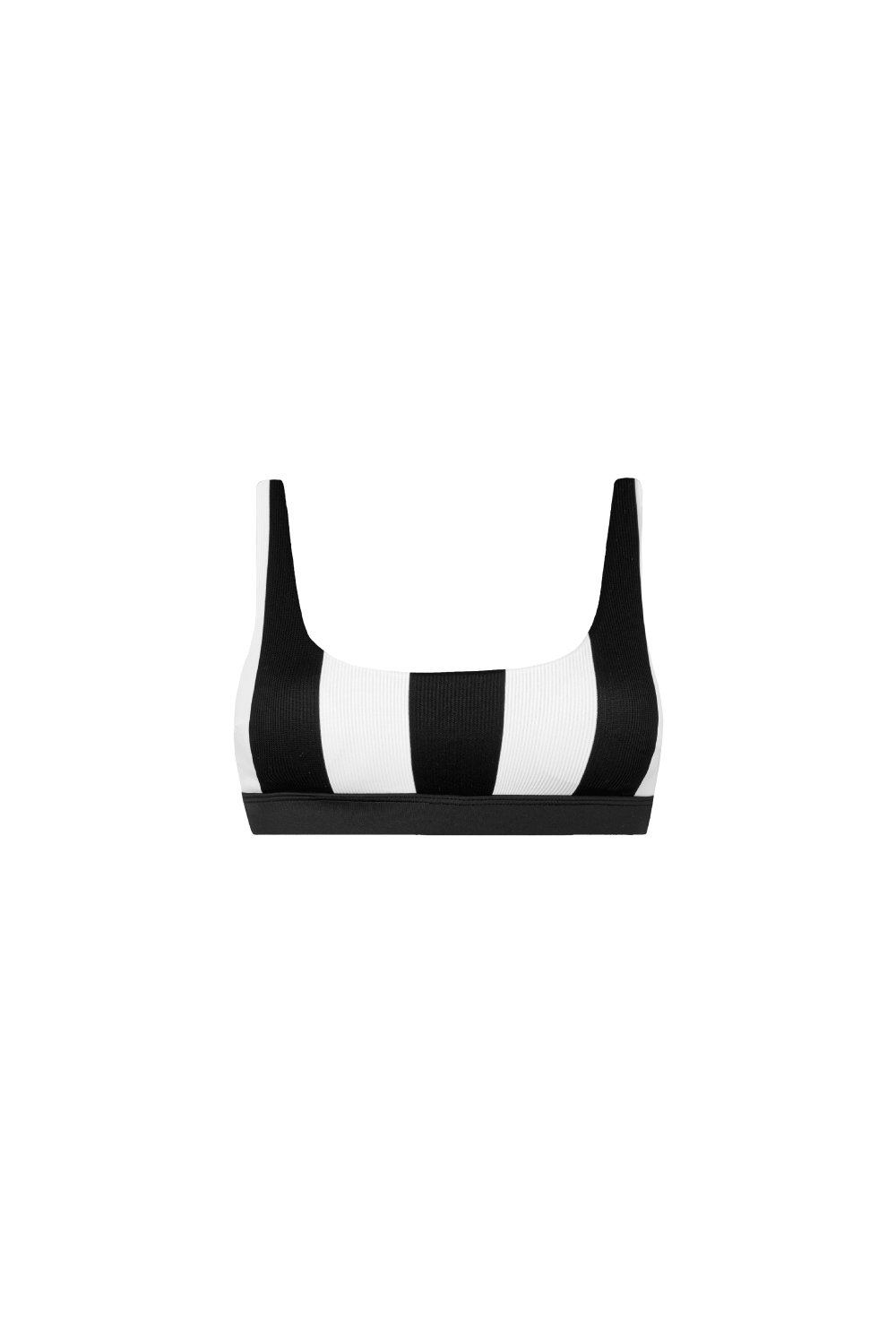 Sportliches Bikini Top mit Schwarz-Weiß-Blockstreifen aus geripptem Strukturstoff 