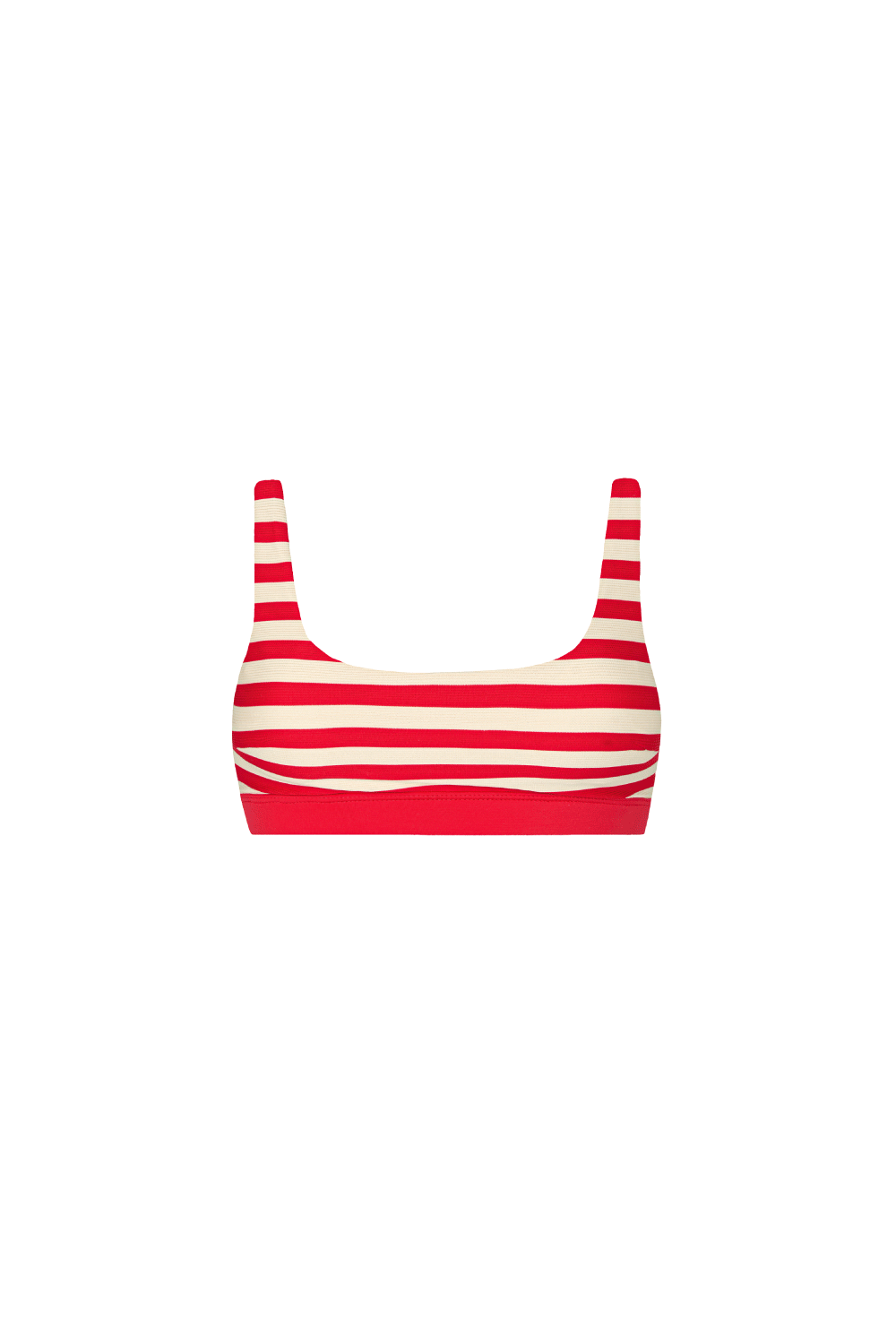 Rot-creme-gestreiftes sportliches Bikini Top aus geripptem Strukturstoff