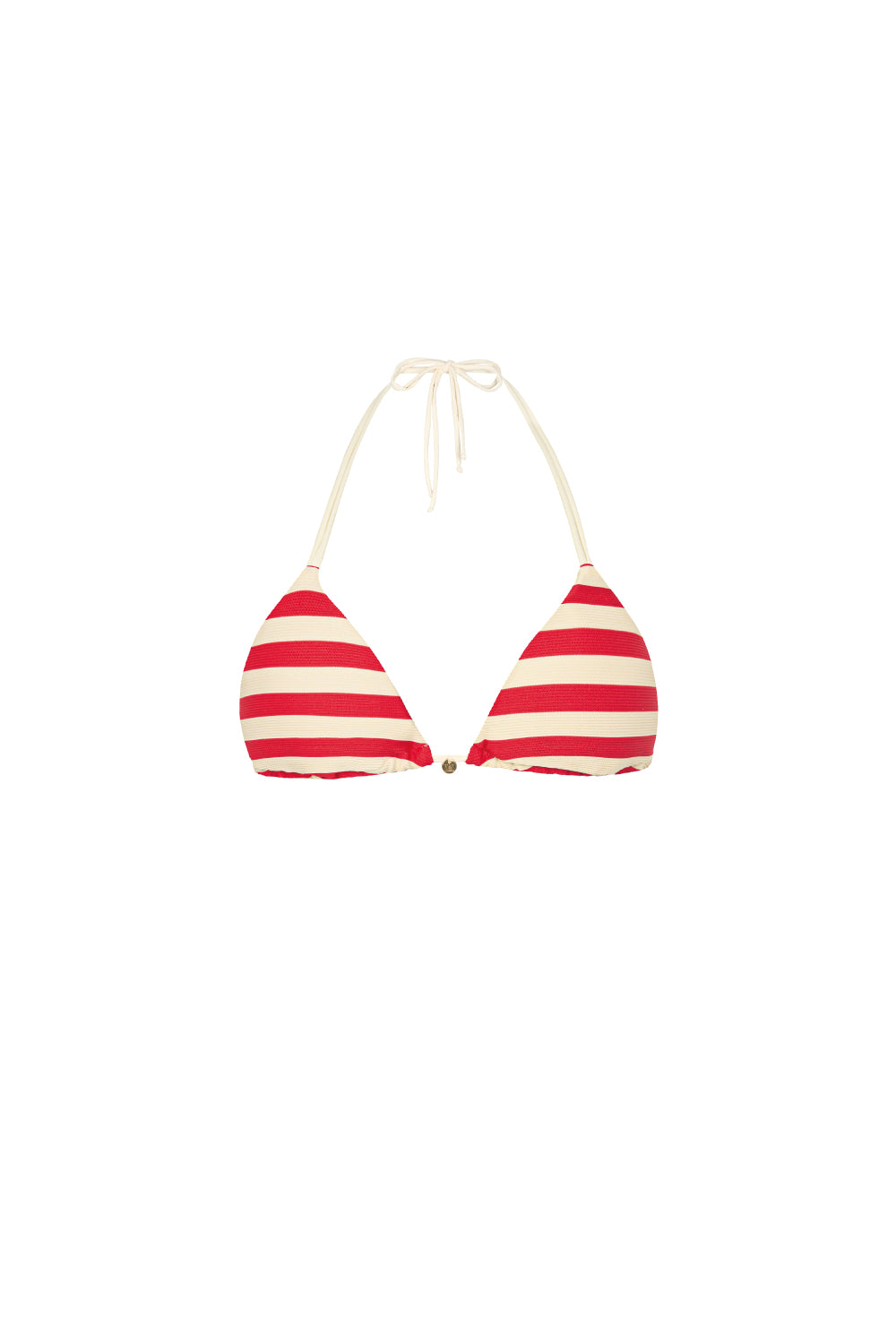 Rot-creme-gestreiftes Triangel Bikini Top aus geripptem Strukturstoff, NAKARI&LUI