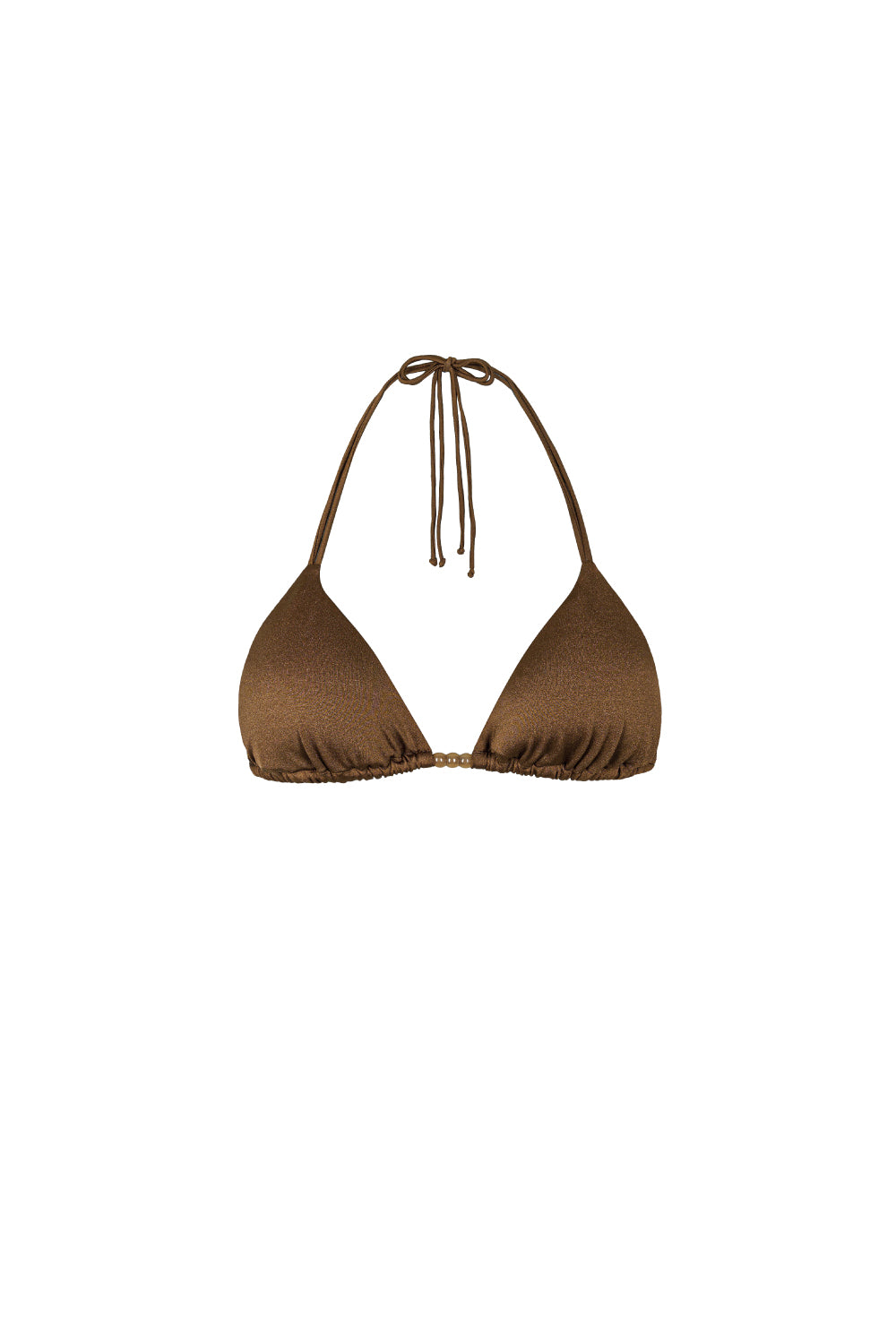 Braunes Triangel Bikini Top aus glattem Stoff, NAKARI&LUI